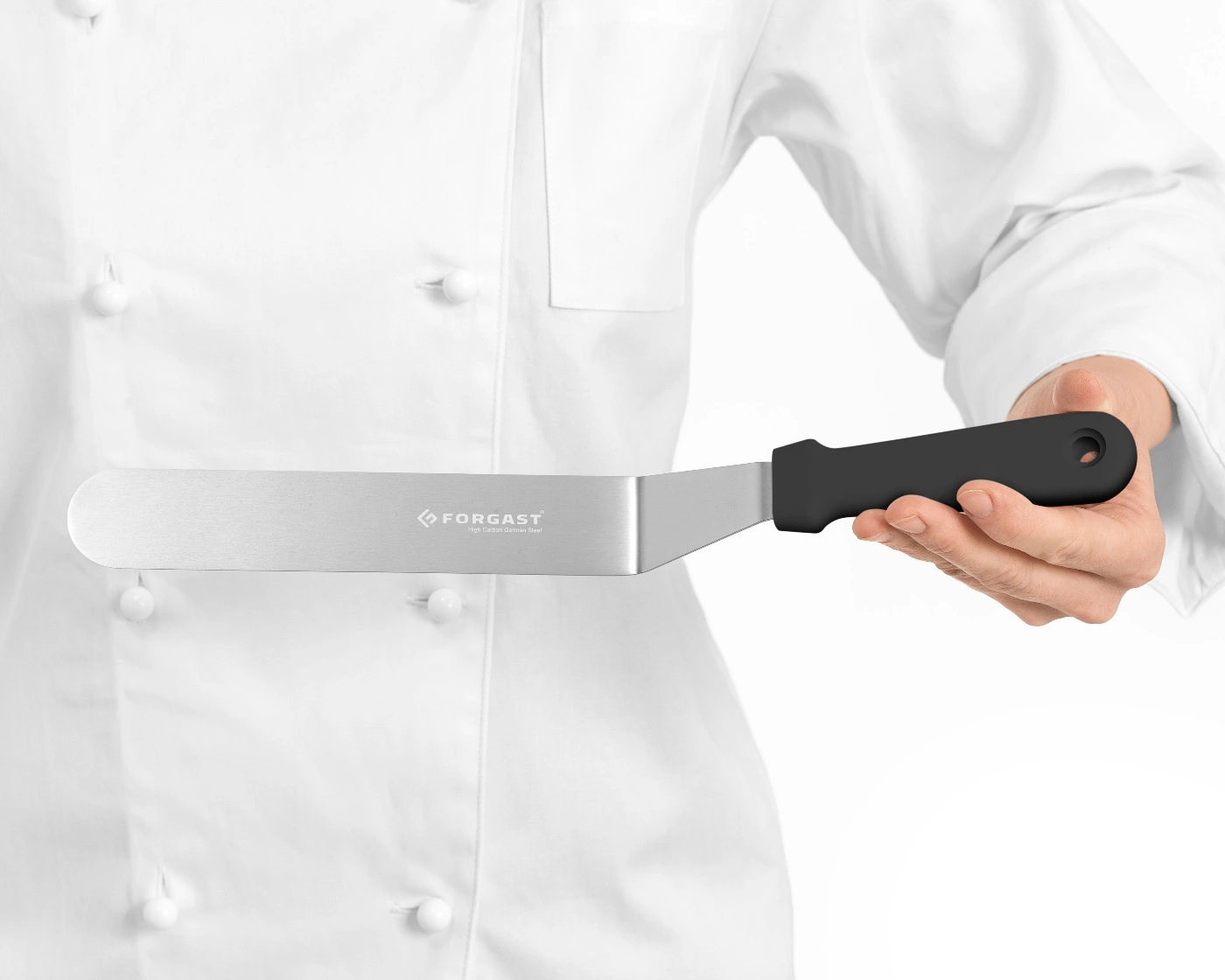 Szpatuła kątowa do ciast, stal nierdzewna, 20x4 cm | FORGAST FG11208