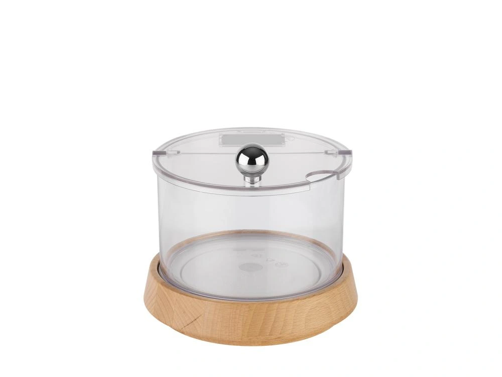 Niska miska chłodząca z drewnianą podstawą TOP FRESH z wkładem i pokrywą, 14x11.5 cm | APS 11813