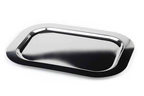 Taca FINESSE, z gładkim rantem, ze stali nierdzewnej, 47.5x30x1.5 cm | APS 1318