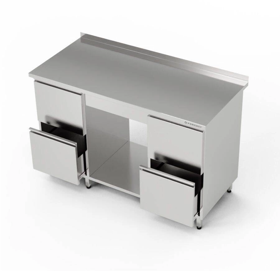 Stół roboczy nierdzewny z półką i 2 blokami 2 szuflad 190x70x85 cm | FORGAST