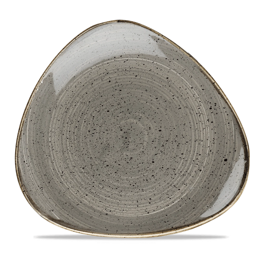 Talerz porcelanowy trójkątny Peppercorn Grey śr. 26,5 cm | FINE DINE SPGSTR101