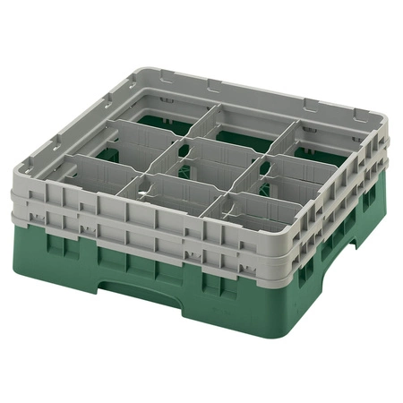 Kosz do szkła 9 przegródek - 50x50cm, zielony | CAMBRO 9S434/119