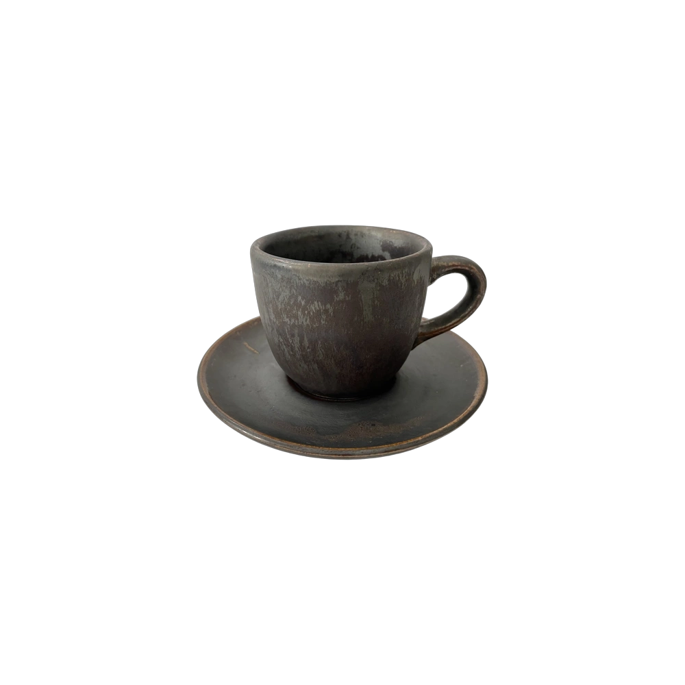 Filiżanka Bel 200 ml ze spodkiem 15 cm Still Cristall hematyt | KERA CERAMIKA 2.3.1.HEMATYT