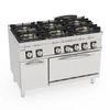 Kuchnia gastronomiczna gazowa 6-palnikowa z piekarnikiem statycznym gazowym GN 2/1, 45 + 7 kW | TECNOINOX 713211