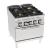 Kuchnia gastronomiczna gazowa 4-palnikowa z piekarnikiem gazowym, 37 + 7 kW | TECNOINOX 313274