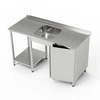 Stół nierdzewny ze zlewem 1-komorowym, szafką i półką 230x70x85 cm | FORGAST