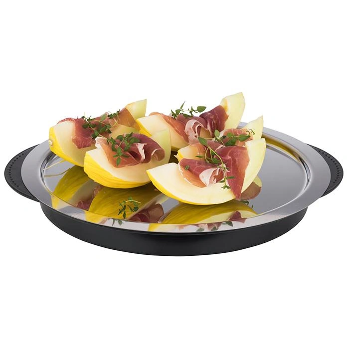 Taca okrągła z wkładem chłodzącym i pokrywą, czarna 35x15 cm | APS 9094