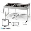 Stół nierdzewny ze zlewem 3-komorowym 260x60x85 cm | FORGAST