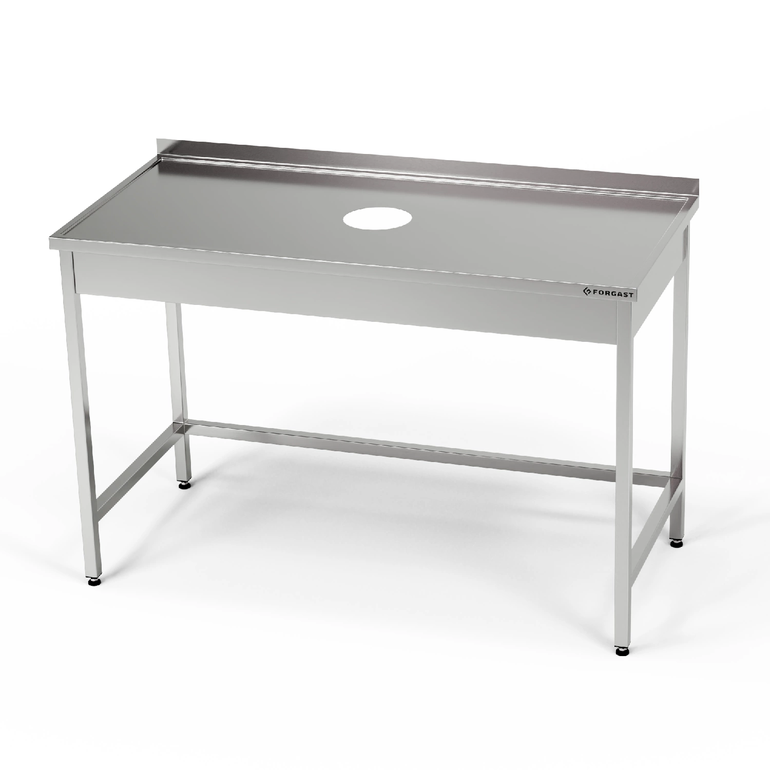 Stół nierdzewny z otworem na odpadki 150x70x85 cm | FORGAST
