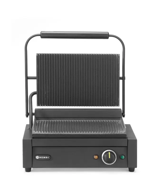 Grill kontaktowy pojedynczy, ryflowane płyty, 34x23.5 cm, 2200 W, 230 V | HENDI 263617