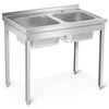 Stół nierdzewny ze zlewem 2-komorowym 100x60x85 skręcany | FORGAST FG15335