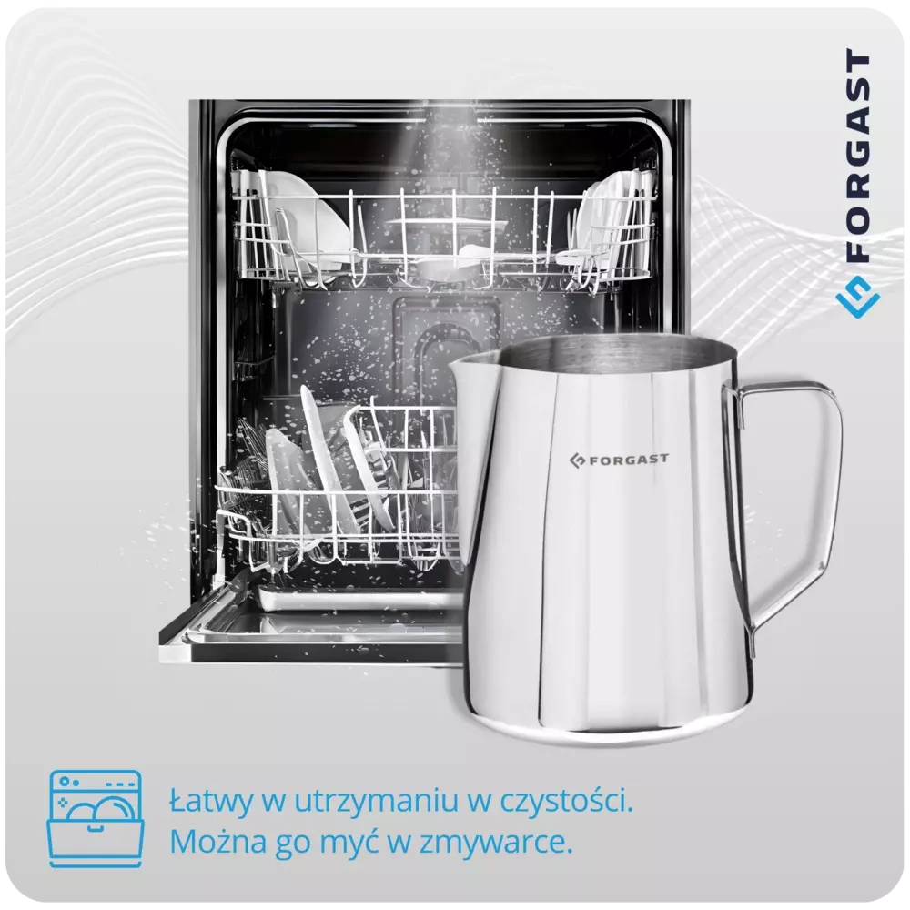 Dzbanek stalowy do spieniania mleka, 1 l | FORGAST FG11022