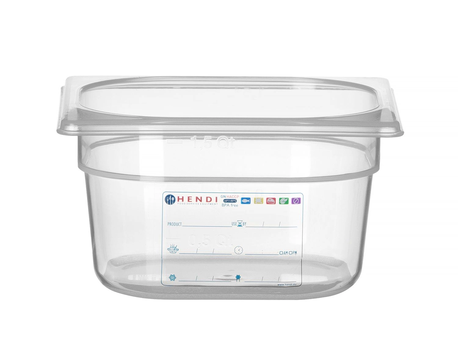 Pojemnik GN 1/6 gł. 10 cm z polipropylenu HACCP | HENDI 880470