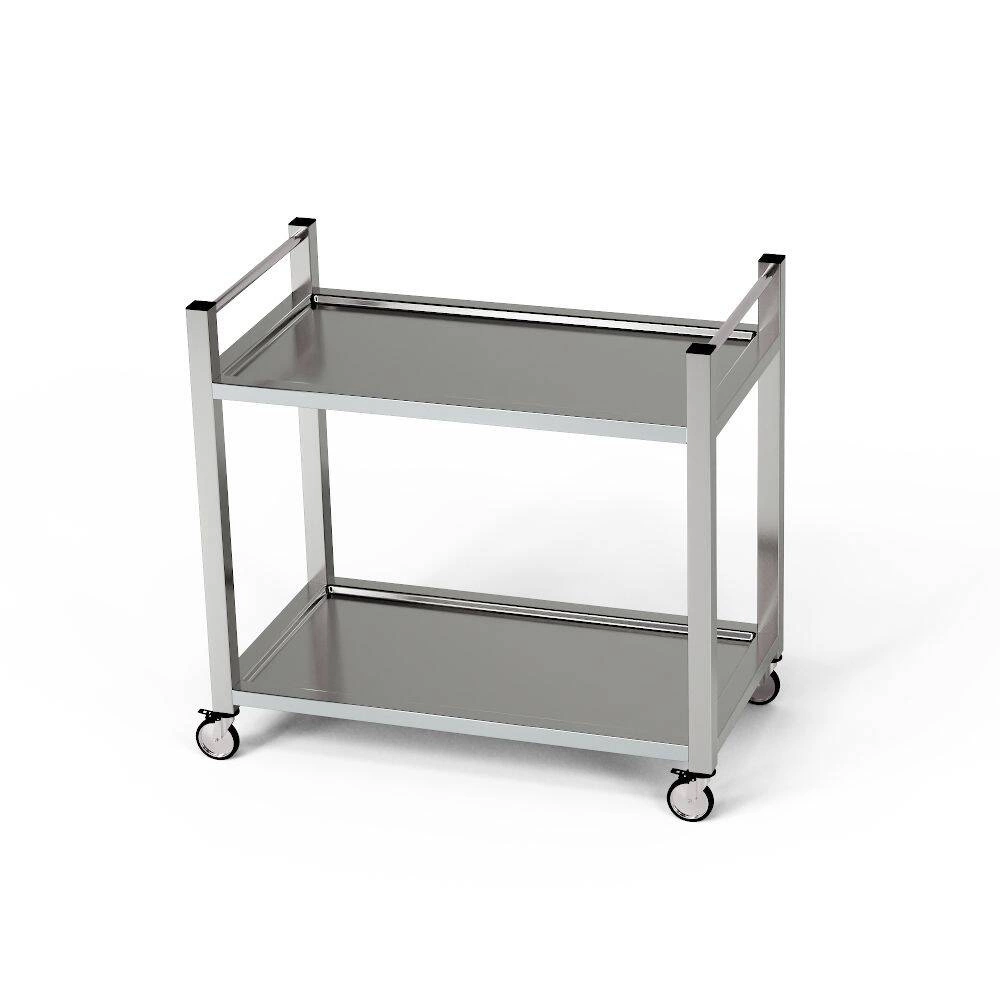 Wózek kelnerski nierdzewny 2-półkowy uchwyt pionowy 120x50x85 cm | FORGAST