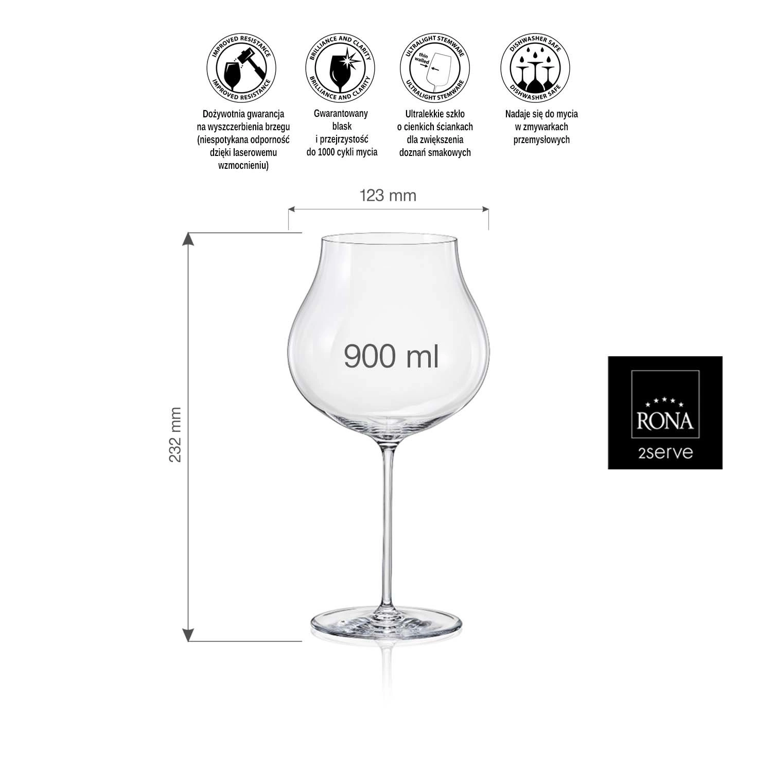 Kieliszek do czerwonego wina Linea Umana poj. 900ml | RONA 72873000