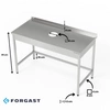 Stół nierdzewny z otworem na odpadki 150x60x85 cm | FORGAST