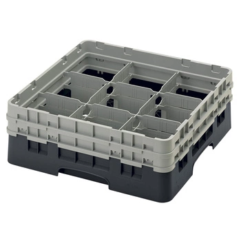 Kosz do szkła 9 przegródek - 50x50cm, czarny | CAMBRO 9S434/110