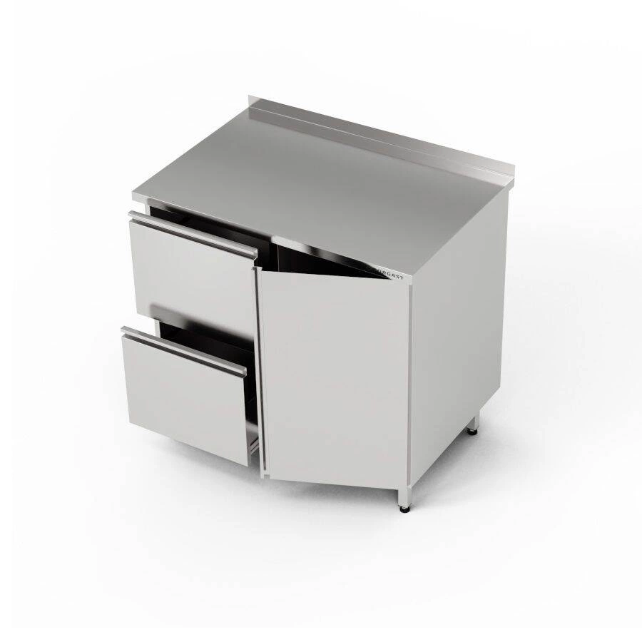 Stół roboczy nierdzewny z szafką i blokiem szuflad 80x70x85 cm | FORGAST