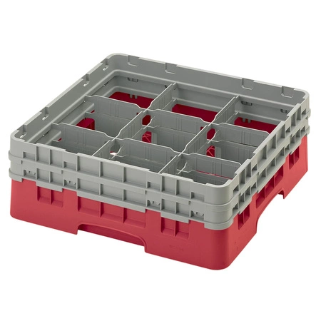 Kosz do szkła 9 przegródek - 50x50cm, czerwony | CAMBRO 9S434/163