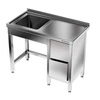 Stół nierdzewny ze zlewem 1-komorowym i blokiem szuflad 130x60x85 cm | FORGAST