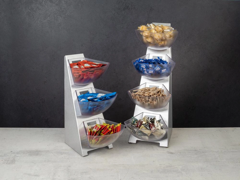 Stojak bufetowy, czteropoziomowy MULTITRACK, stalowy, 33x19.5x53 cm | APS 11446