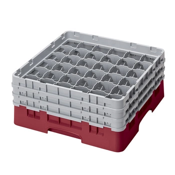 Kosz do szkła 36 przegródek - 50x50 cm, żurawinowy | CAMBRO 36S638/416