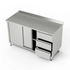 Stół roboczy nierdzewny z szafką i blokiem 3 szuflad 230x60x85 cm | FORGAST