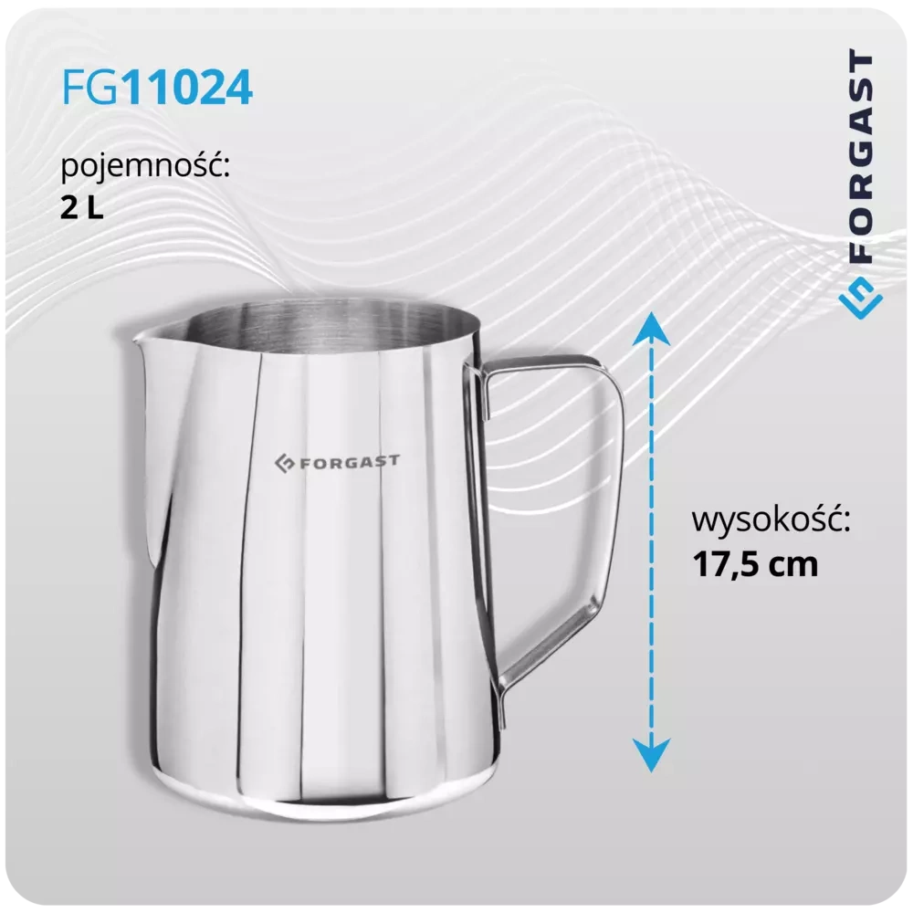 Dzbanek stalowy do spieniania mleka, 2 l | FORGAST FG11024