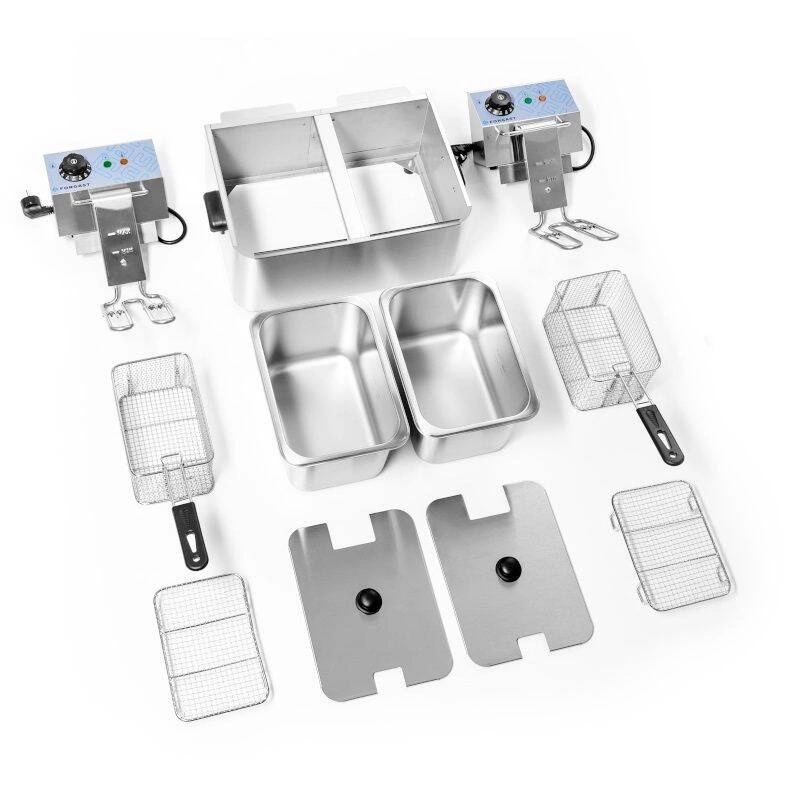 Frytownica elektryczna 2-komorowa 2x4 l, 2x2 kW, 230 V | FORGAST FG09024
