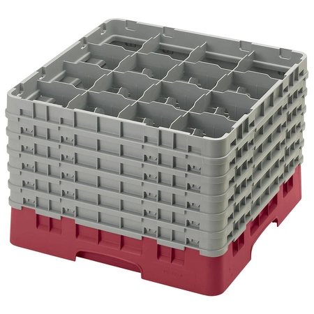 Kosz do szkła 16 przegródek - 50x50 cm, żurawinowy | CAMBRO 16S1214/416