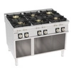 Kuchnia gastronomiczna gazowa 6-palnikowa z żeliwnym rusztem, na szafce otwartej, 80 cm, wersja High Power 62 kW | TECNOINOX 313285