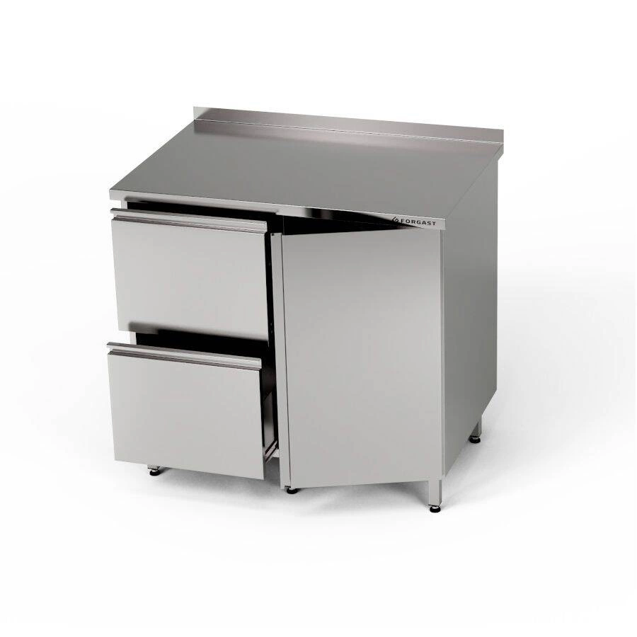 Stół roboczy nierdzewny z szafką i blokiem szuflad 90x70x85 cm | FORGAST