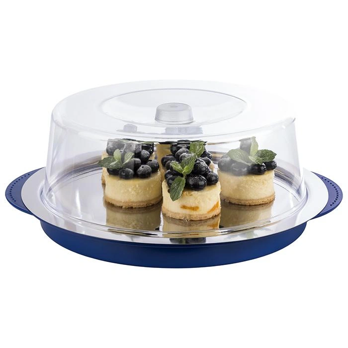 Taca okrągła z wkładem chłodzącym i pokrywą, niebieska 35x15 cm | APS 9093