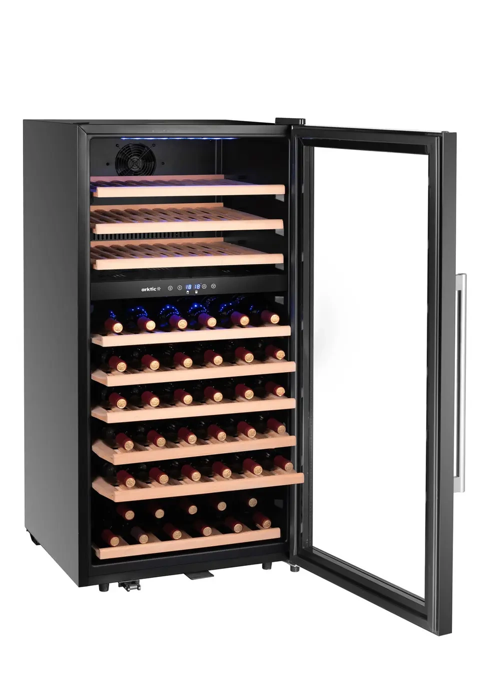 Lodówka do wina, 2-strefowa, 91 butelek, czarna, 230 l, 9 półek | ARKTIC 237113