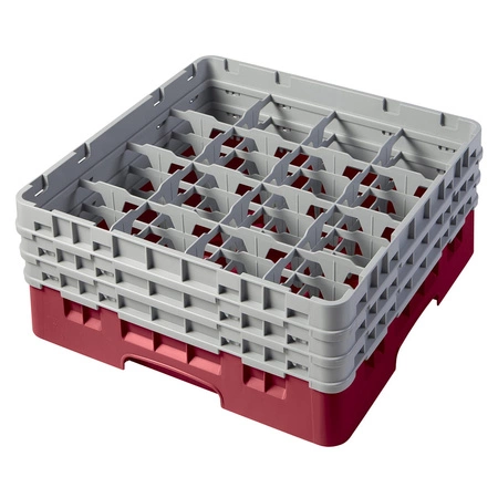 Kosz do szkła 16 przegródek - 50x50 cm, żurawinowy | CAMBRO 16S638/416