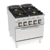 Kuchnia gastronomiczna gazowa 4-palnikowa z piekarnikiem elektrycznym GN 1/1,  32 + 5 kW | TECNOINOX 313278
