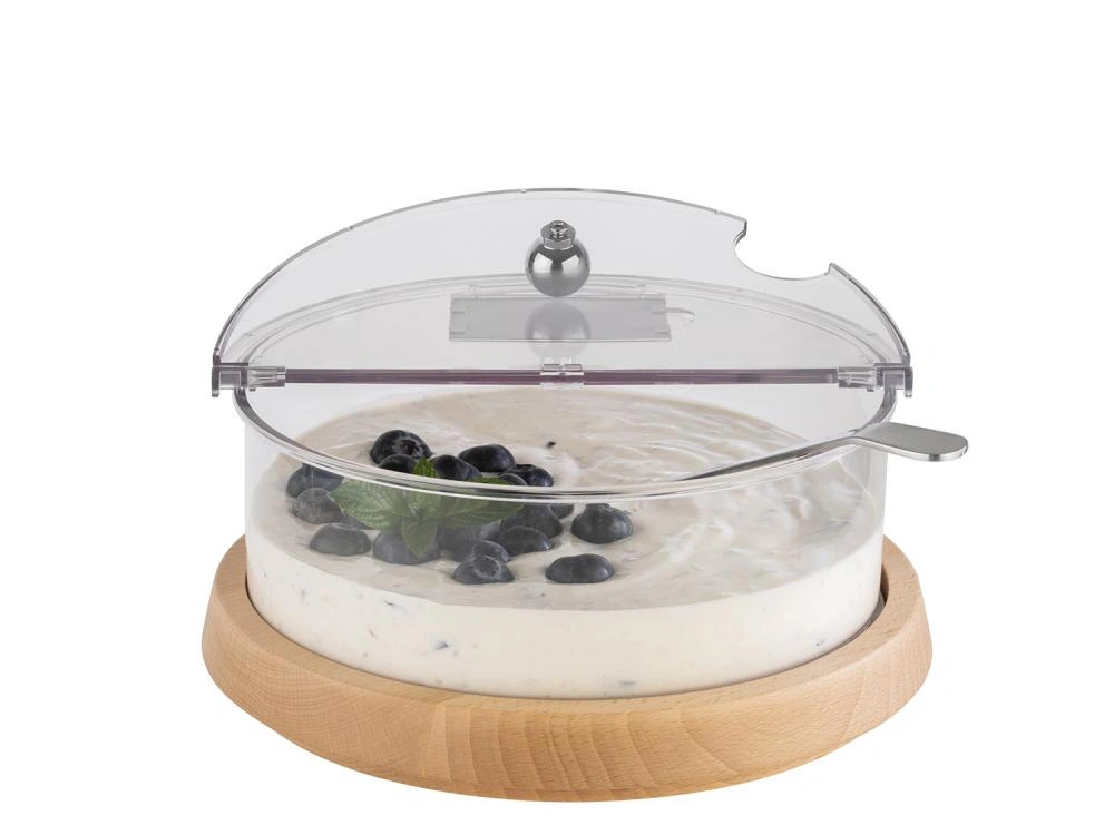 Duża miska chłodząca z drewnianą podstawą TOP FRESH z wkładem i pokrywą, 26x15 cm | APS 11817