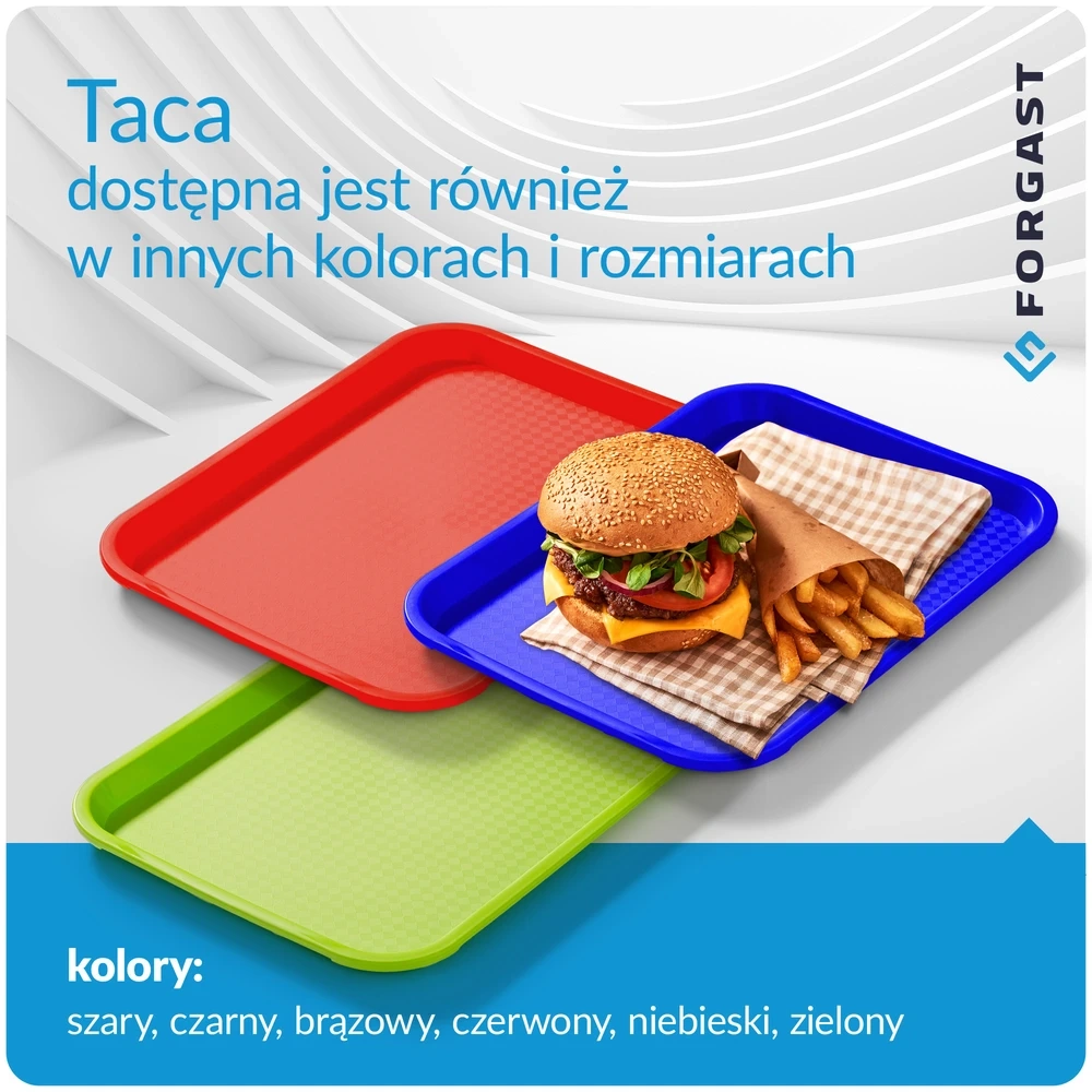 Taca fast food czarna, polipropylen, 35x25 cm, prostokątna | FORGAST FG12503