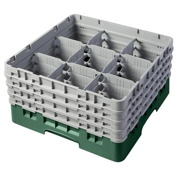 Kosz do szkła 9 przegródek - 50x50cm, zielony | CAMBRO 9S800/119