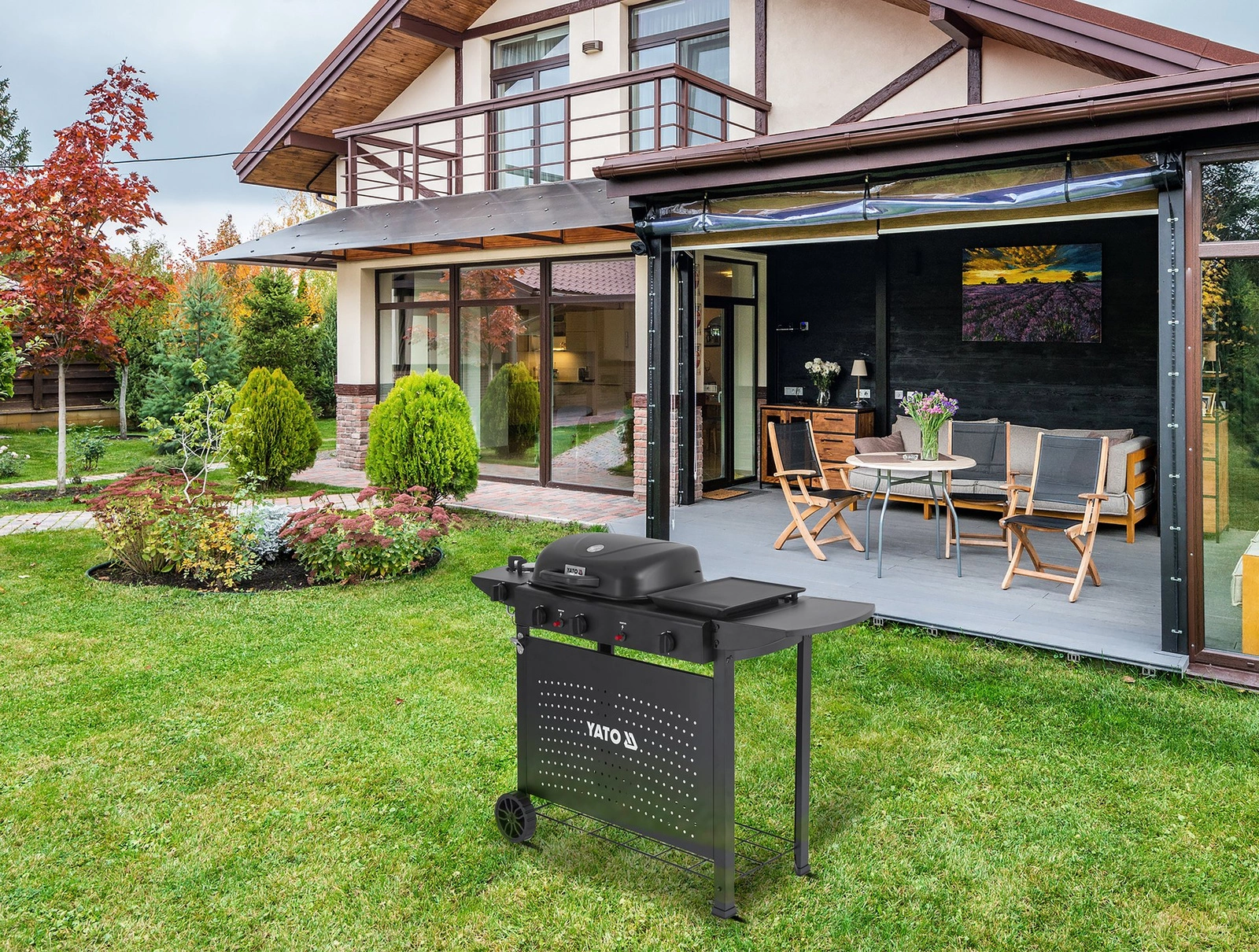 Grill gazowy, ASAHI 4 palniki, 11 kW 48 x 37 cm | YATO YYG-20008