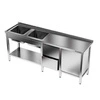 Stół nierdzewny ze zlewem 2-komorowym 240x70x85 cm | FORGAST