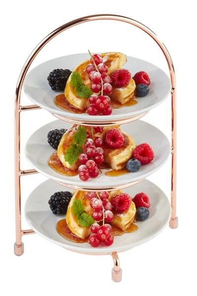 Stojak do serwowania na 3 talerze, miedziany, 18.5x15.5x26 cm | APS 33211