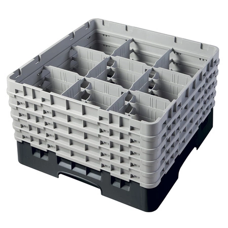 Kosz do szkła, 9 przegródek - 50x50x25,7 cm, czarny | CAMBRO 9S958/110