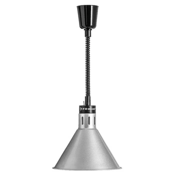 Lampa grzewcza do potraw srebrna, stożkowa, 0.25 kW, regulacja wysokości 60-180 cm | FORGAST FG03345