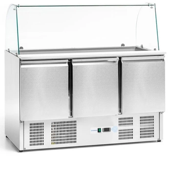 Stół chłodniczy 3-drzwiowy sałatkowy400 l, z nadstawką szklaną | FORGAST FG07104
