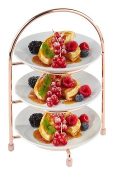 Stojak do serwowania na 3 talerze, miedziany, 18.5x15.5x26 cm | APS 33211