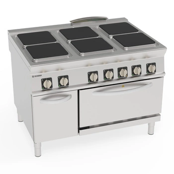 Kuchnia gastronomiczna elektryczna z piekarnikiem elektrycznym konwekcyjnym, 6 pól kwadratowych 30x30 cm, 24 + 5.3 kW | TECNOINOX 316127