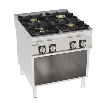 Kuchnia gastronomiczna gazowa 4-palnikowa z żeliwnym rusztem, na szafce otwartej, 80 cm, wersja Super, 37 kW | TECNOINOX 313271