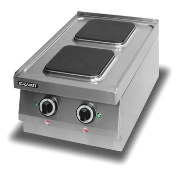 Kuchnia gastronomiczna elektryczna 2-płytowa nastawna, pola grzewcze kwadratowe, 40x65x27 cm, 4,8 kW | LOZAMET LEH210