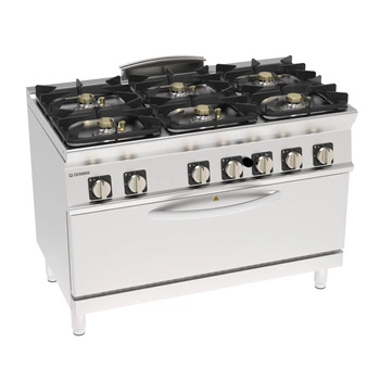 Kuchnia gastronomiczna gazowa 6-palnikowa z piekarnikiem gazowym statycznym full size, 45 + 7 kW | TECNOINOX 713215